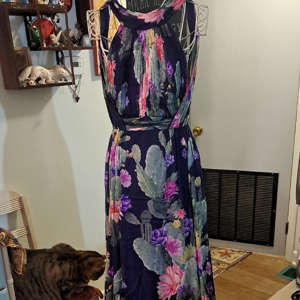 Beautiful Matthew Williamson Silk Backless Floral Dress, Sz 10